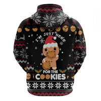 Just Here For The Cookies Christmas Zip Hoodie Funny Xmas Holiday Patterns - Wonder Print Shop