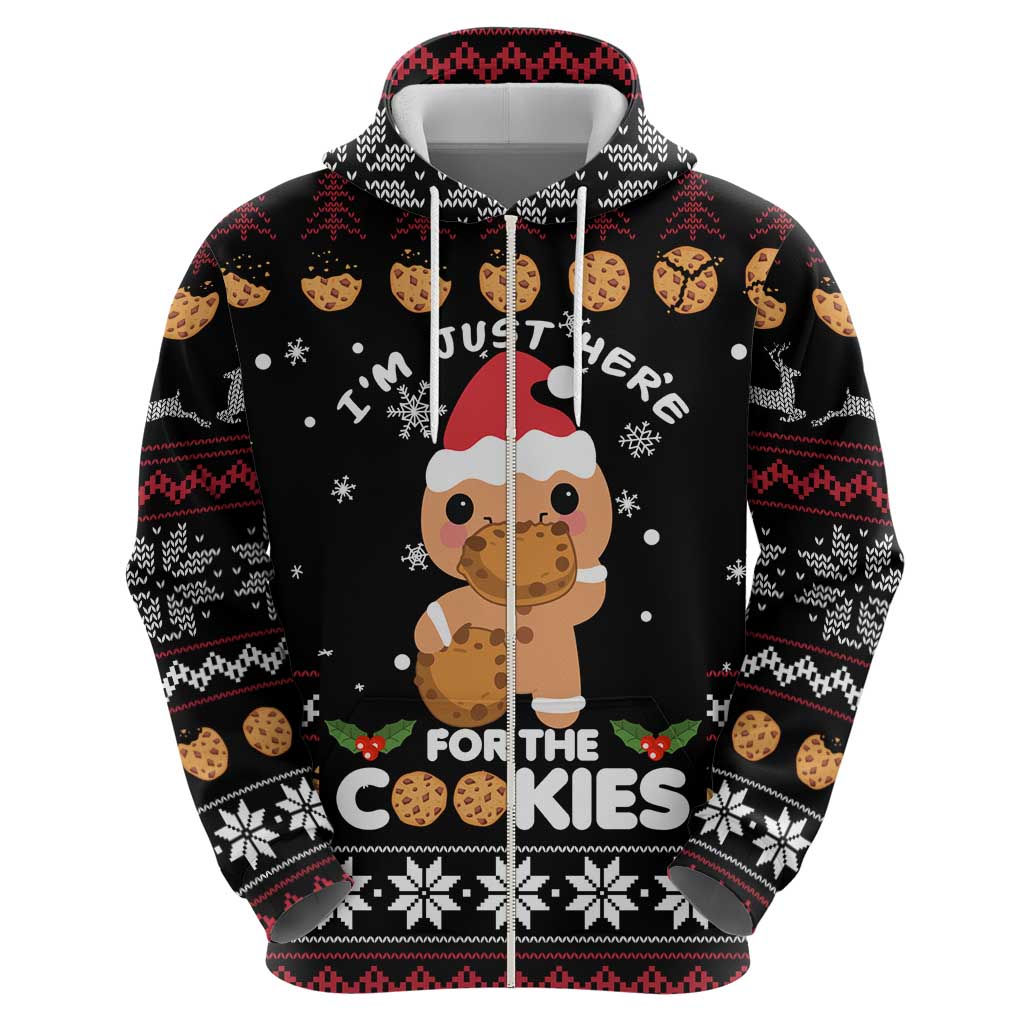 Just Here For The Cookies Christmas Zip Hoodie Funny Xmas Holiday Patterns - Wonder Print Shop