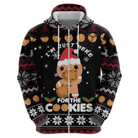 Just Here For The Cookies Christmas Zip Hoodie Funny Xmas Holiday Patterns - Wonder Print Shop