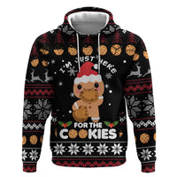 Just Here For The Cookies Christmas Zip Hoodie Funny Xmas Holiday Patterns - Wonder Print Shop