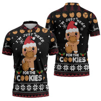 Just Here For The Cookies Christmas Zipper Polo Shirt Funny Xmas Holiday Patterns - Wonder Print Shop