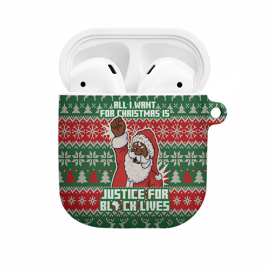 Justice For Black Lives Christmas AirPods Case Funny Xmas Holiday Patterns - Wonder Print Shop