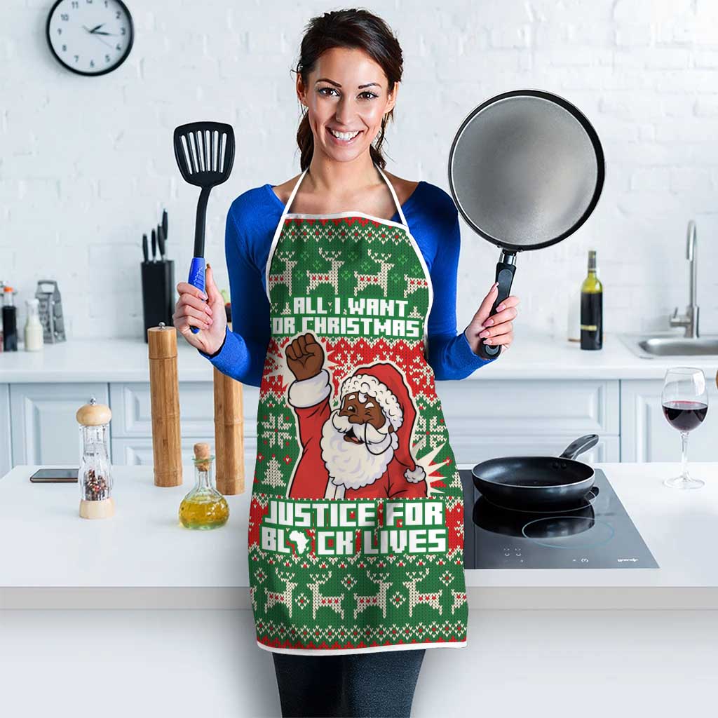 Justice For Black Lives Christmas Apron Funny Xmas Holiday Patterns - Wonder Print Shop