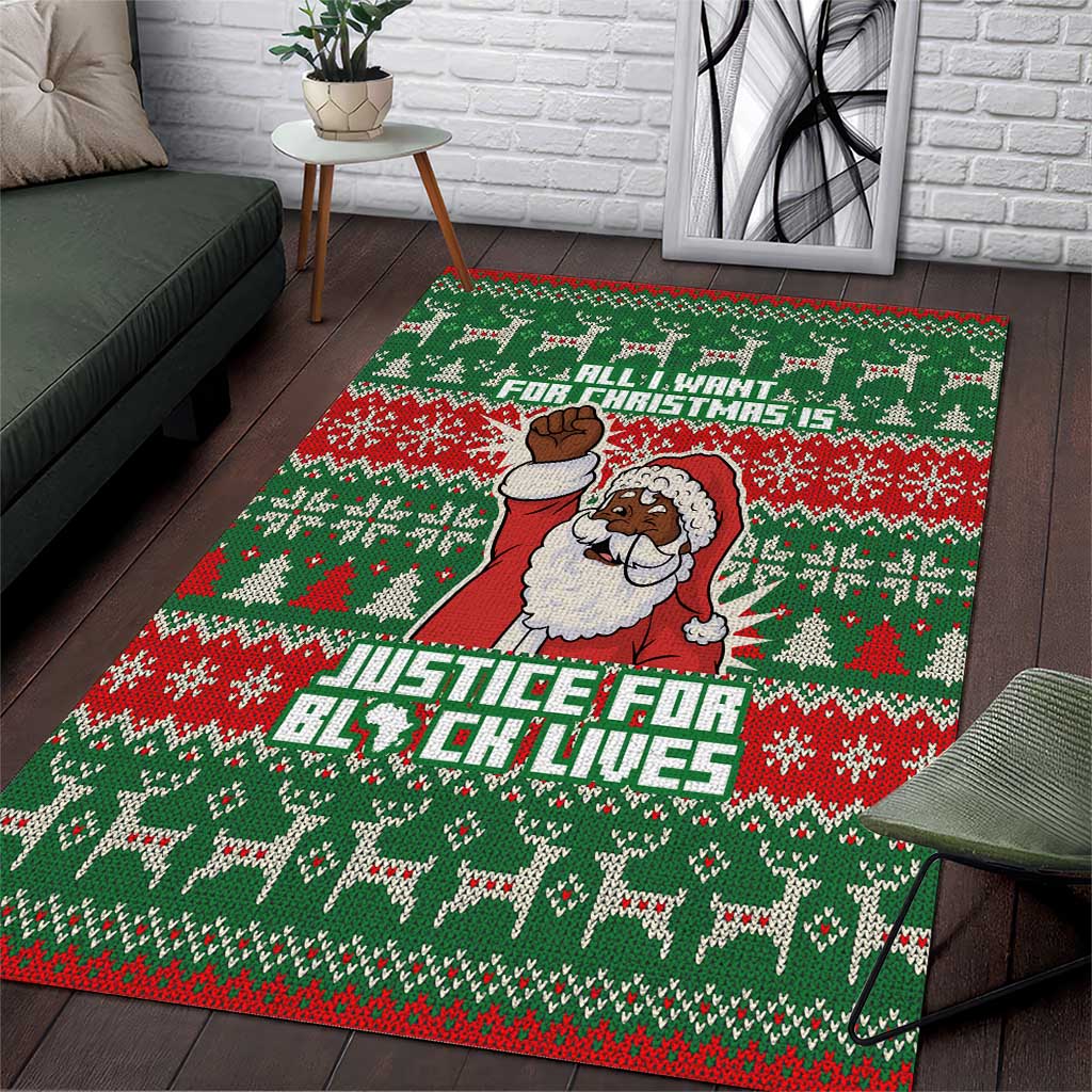 Justice For Black Lives Christmas Area Rug Funny Xmas Holiday Patterns - Wonder Print Shop