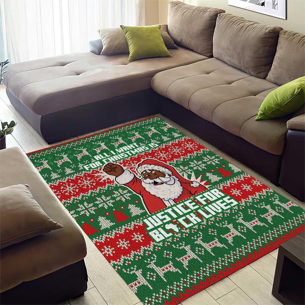 Justice For Black Lives Christmas Area Rug Funny Xmas Holiday Patterns - Wonder Print Shop