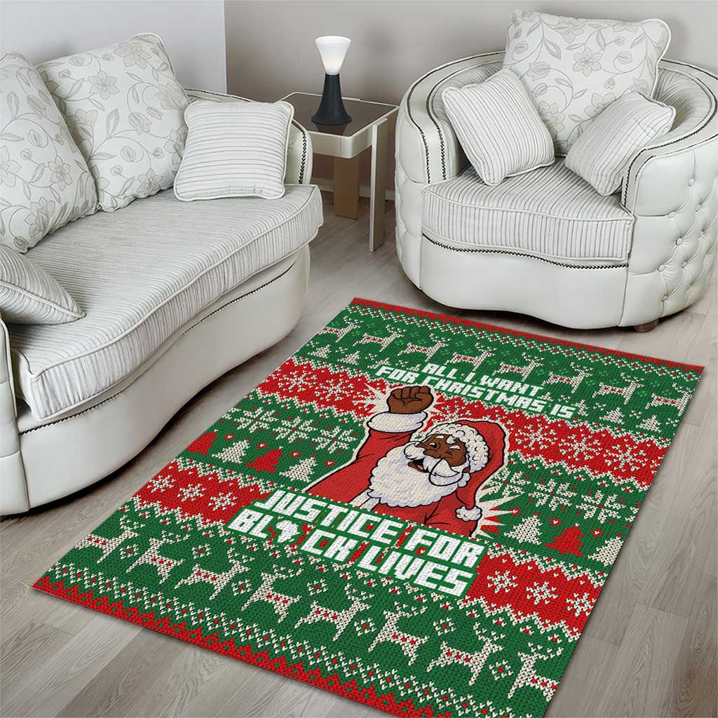 Justice For Black Lives Christmas Area Rug Funny Xmas Holiday Patterns - Wonder Print Shop