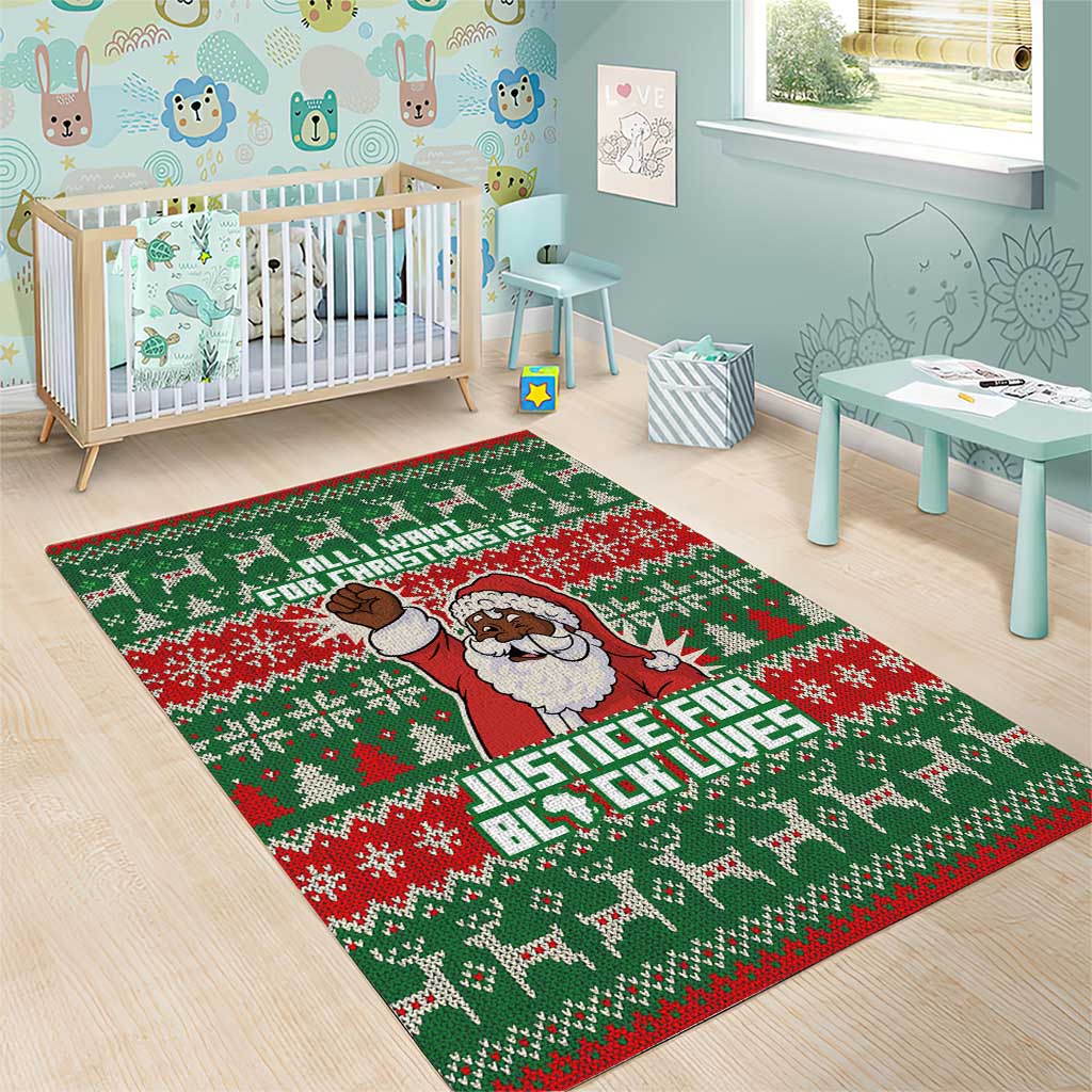 Justice For Black Lives Christmas Area Rug Funny Xmas Holiday Patterns - Wonder Print Shop