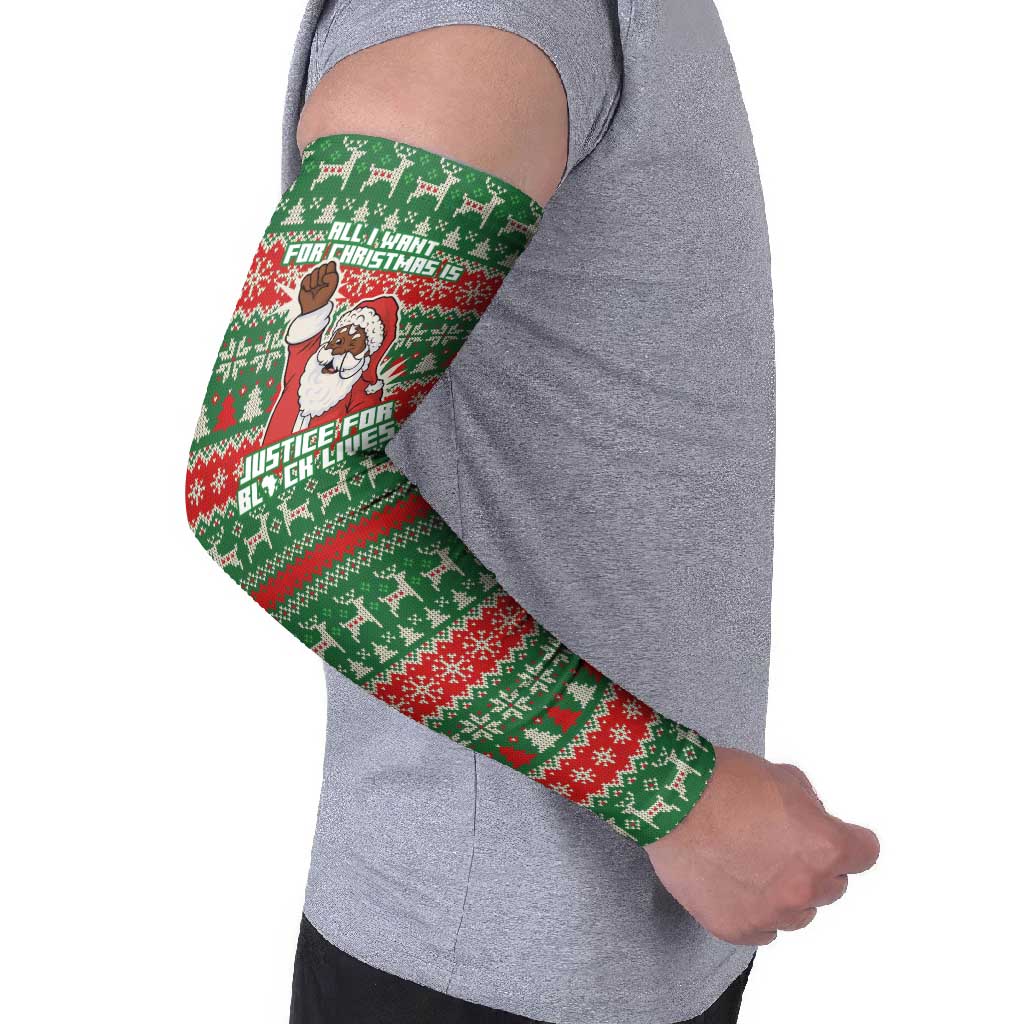 Justice For Black Lives Christmas Arm Sleeves Funny Xmas Holiday Patterns - Wonder Print Shop