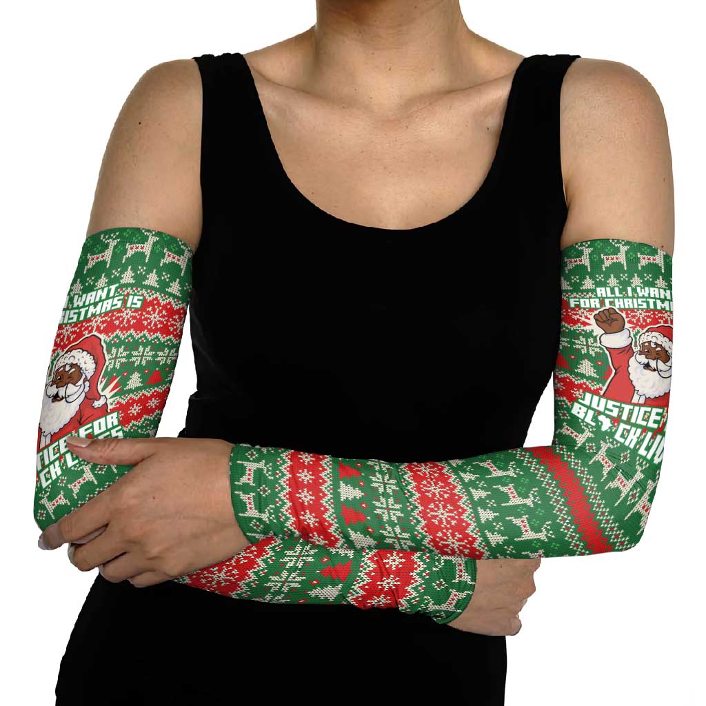 Justice For Black Lives Christmas Arm Sleeves Funny Xmas Holiday Patterns - Wonder Print Shop