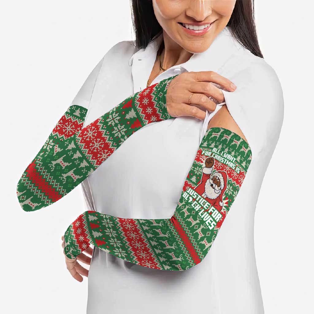 Justice For Black Lives Christmas Arm Sleeves Funny Xmas Holiday Patterns - Wonder Print Shop
