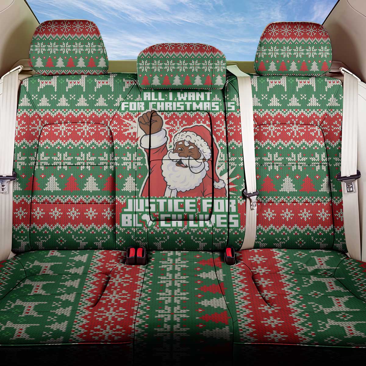 Justice For Black Lives Christmas Back Car Seat Cover Funny Xmas Holiday Patterns - Wonder Print Shop