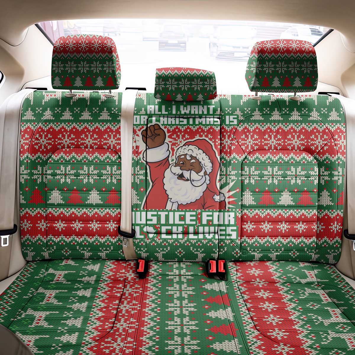 Justice For Black Lives Christmas Back Car Seat Cover Funny Xmas Holiday Patterns - Wonder Print Shop