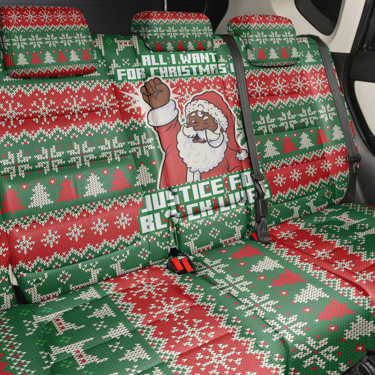 Justice For Black Lives Christmas Back Car Seat Cover Funny Xmas Holiday Patterns - Wonder Print Shop
