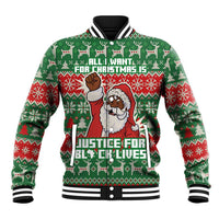 Justice For Black Lives Christmas Baseball Jacket Funny Xmas Holiday Patterns - Wonder Print Shop