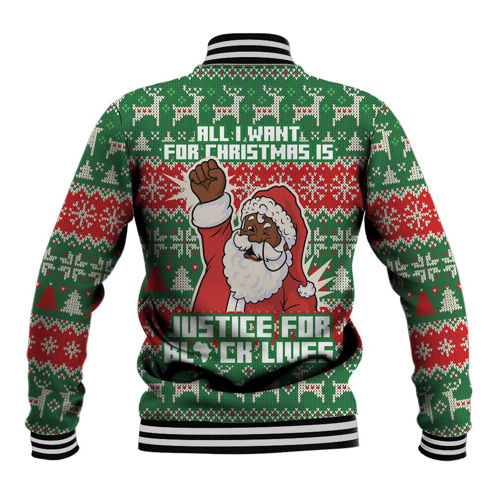 Justice For Black Lives Christmas Baseball Jacket Funny Xmas Holiday Patterns - Wonder Print Shop