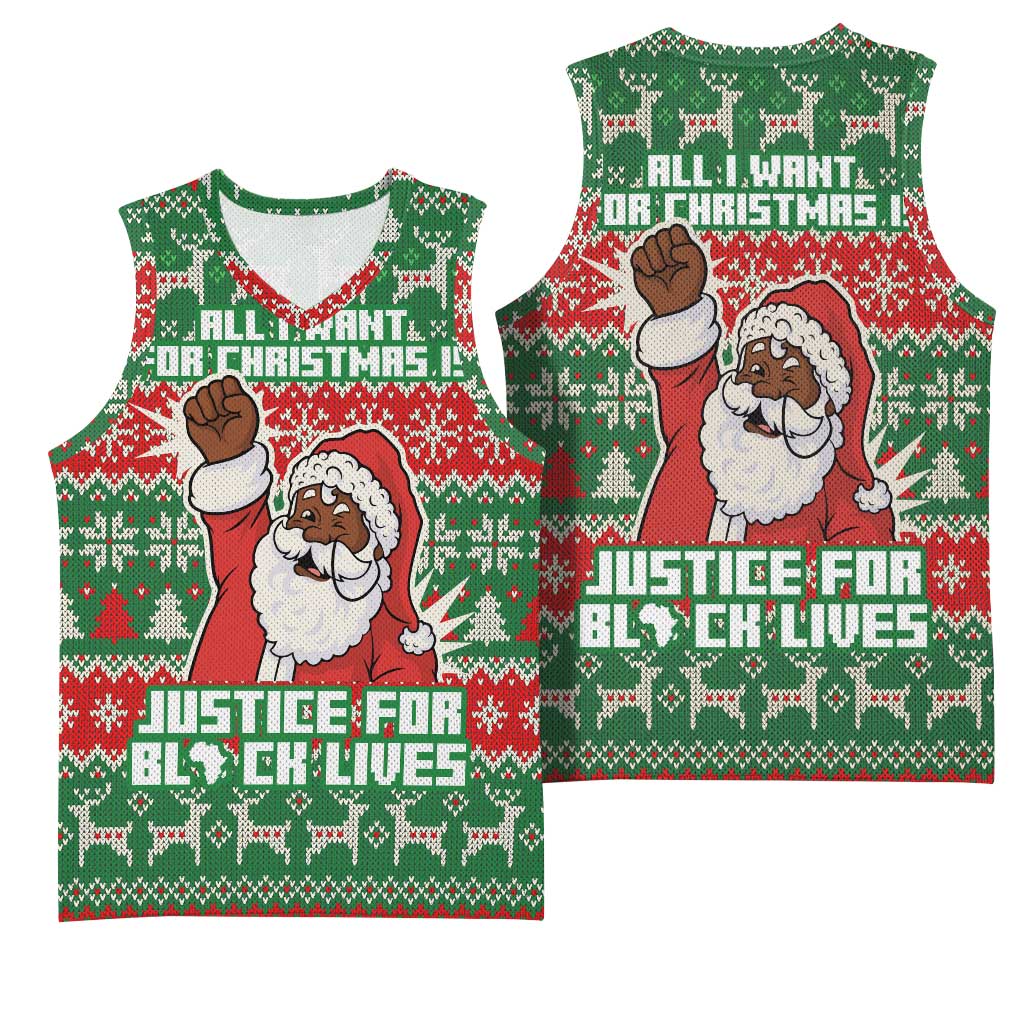 Justice For Black Lives Christmas Basketball Jersey Funny Xmas Holiday Patterns - Wonder Print Shop