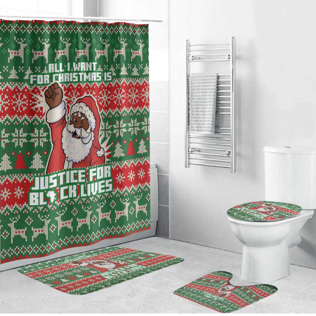 Justice For Black Lives Christmas Bathroom Set Funny Xmas Holiday Patterns - Wonder Print Shop