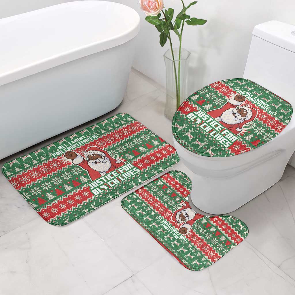 Justice For Black Lives Christmas Bathroom Set Funny Xmas Holiday Patterns - Wonder Print Shop