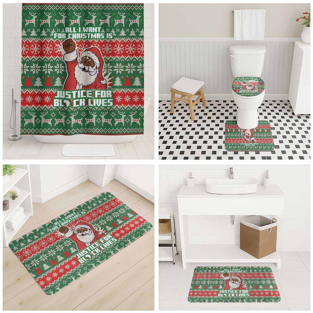 Justice For Black Lives Christmas Bathroom Set Funny Xmas Holiday Patterns - Wonder Print Shop
