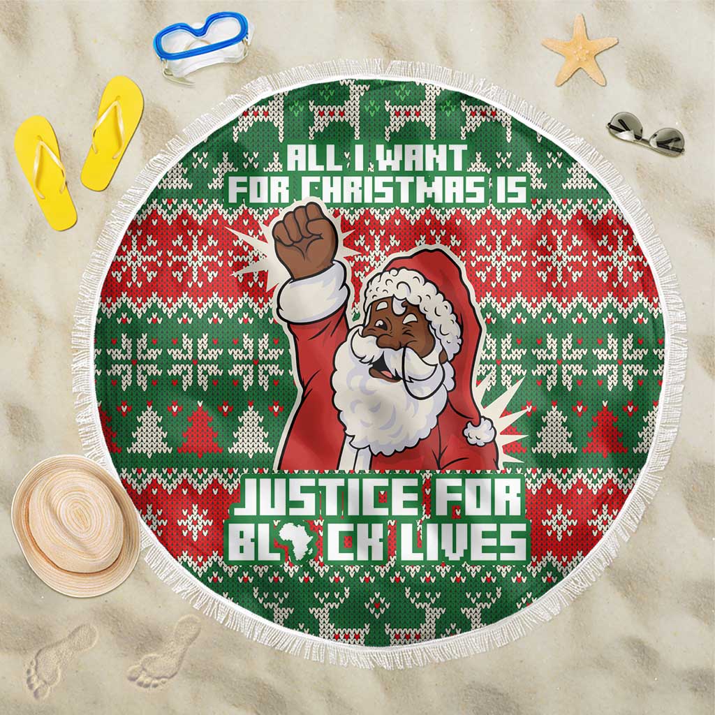 Justice For Black Lives Christmas Beach Blanket Funny Xmas Holiday Patterns - Wonder Print Shop