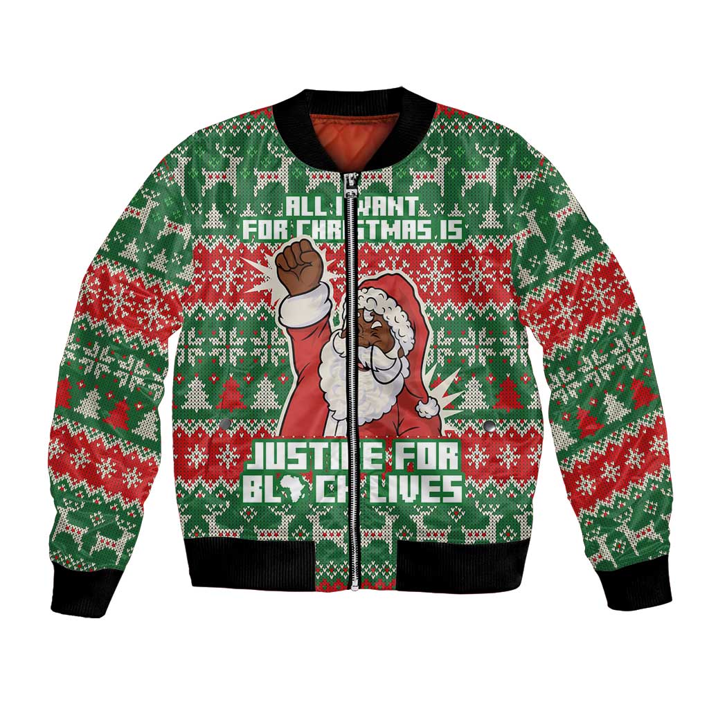 Justice For Black Lives Christmas Bomber Jacket Funny Xmas Holiday Patterns - Wonder Print Shop