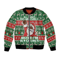 Justice For Black Lives Christmas Bomber Jacket Funny Xmas Holiday Patterns - Wonder Print Shop
