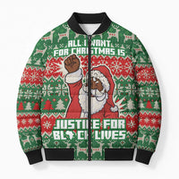 Justice For Black Lives Christmas Bomber Puffer Jacket Funny Xmas Holiday Patterns - Wonder Print Shop