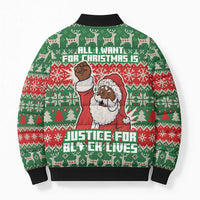 Justice For Black Lives Christmas Bomber Puffer Jacket Funny Xmas Holiday Patterns - Wonder Print Shop