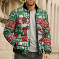 Justice For Black Lives Christmas Bomber Puffer Jacket Funny Xmas Holiday Patterns - Wonder Print Shop