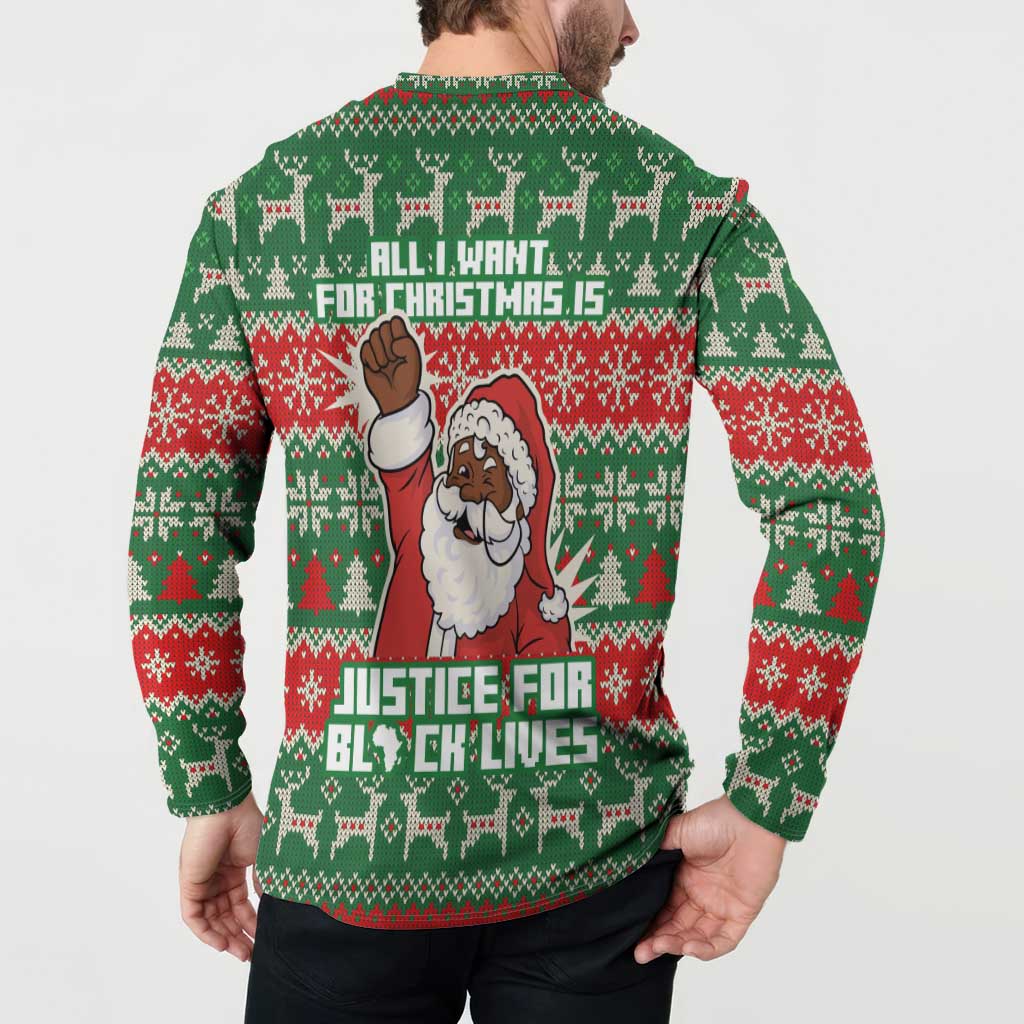 Justice For Black Lives Christmas Button Sweatshirt Funny Xmas Holiday Patterns - Wonder Print Shop