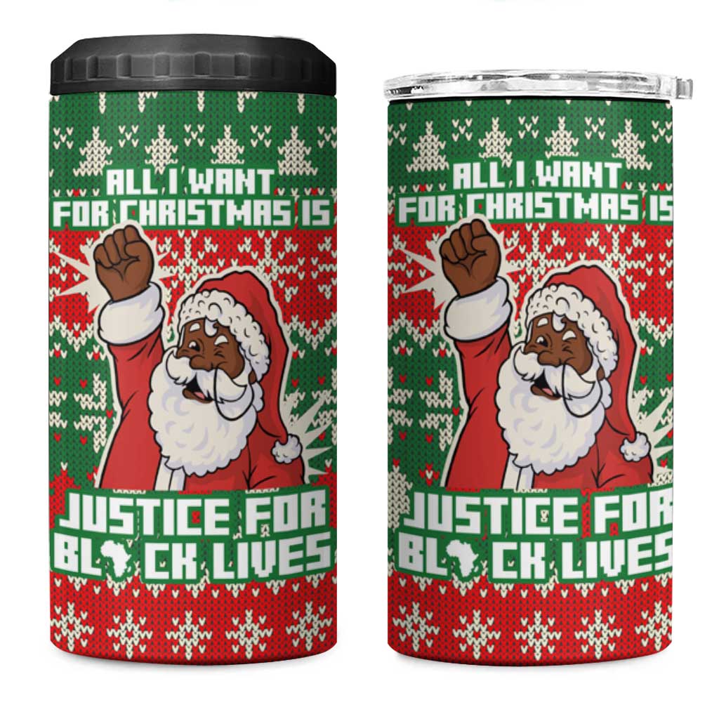 Justice For Black Lives Christmas 4 in 1 Can Cooler Tumbler Funny Xmas Holiday Patterns - Wonder Print Shop