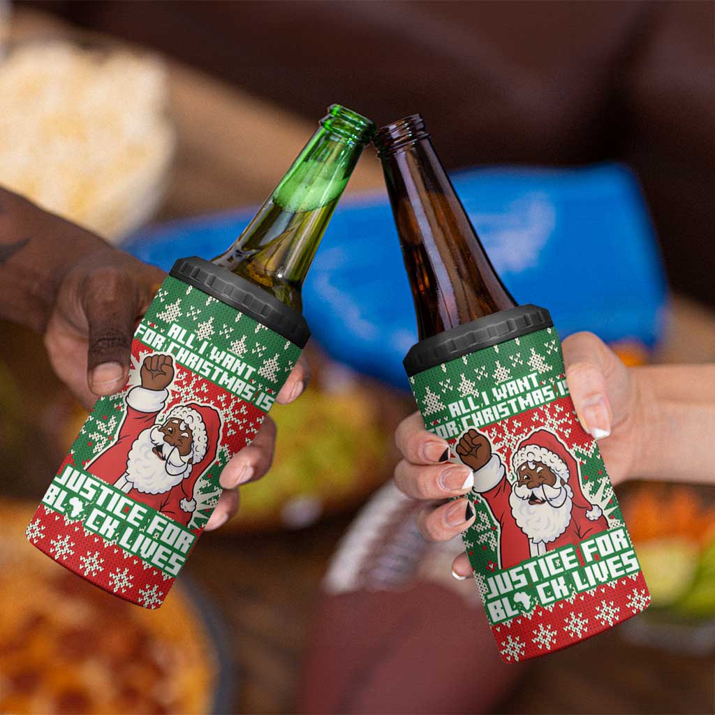 Justice For Black Lives Christmas 4 in 1 Can Cooler Tumbler Funny Xmas Holiday Patterns - Wonder Print Shop