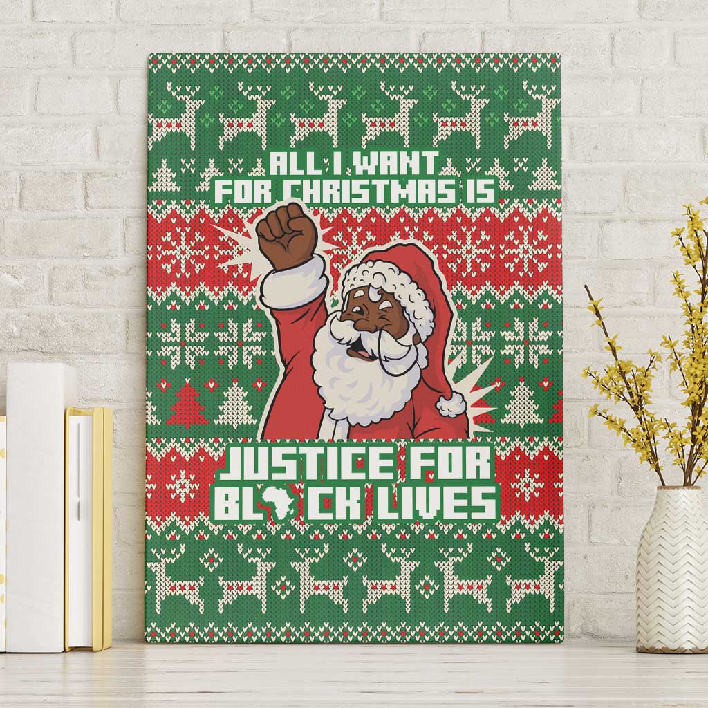 Justice For Black Lives Christmas Canvas Wall Art Funny Xmas Holiday Patterns - Wonder Print Shop