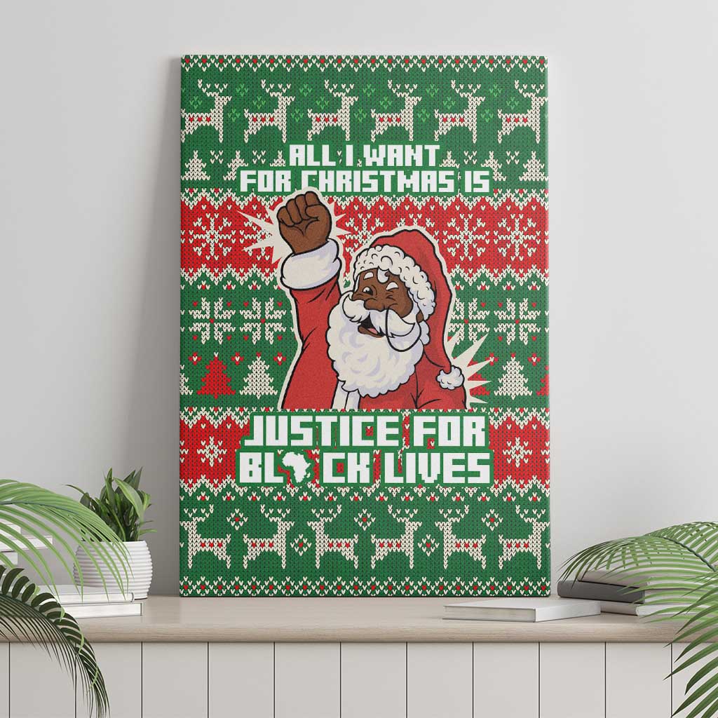 Justice For Black Lives Christmas Canvas Wall Art Funny Xmas Holiday Patterns - Wonder Print Shop