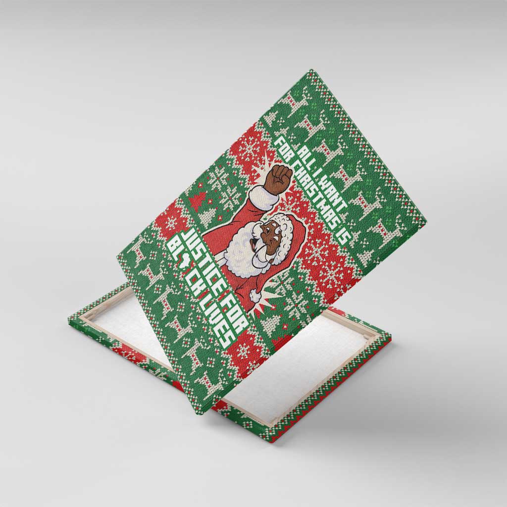 Justice For Black Lives Christmas Canvas Wall Art Funny Xmas Holiday Patterns - Wonder Print Shop