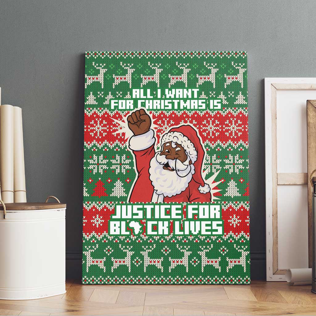 Justice For Black Lives Christmas Canvas Wall Art Funny Xmas Holiday Patterns - Wonder Print Shop