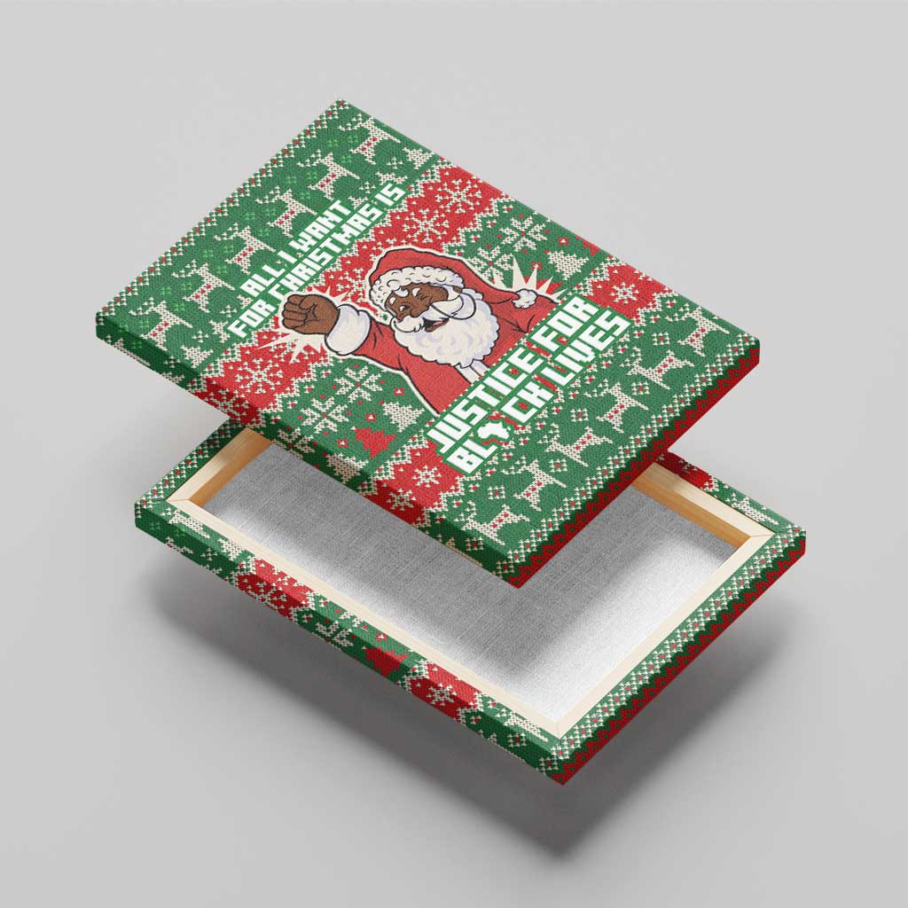 Justice For Black Lives Christmas Canvas Wall Art Funny Xmas Holiday Patterns - Wonder Print Shop
