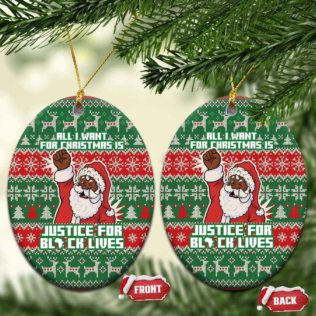 Justice For Black Lives Christmas Ceramic Ornament Funny Xmas Holiday Patterns - Wonder Print Shop