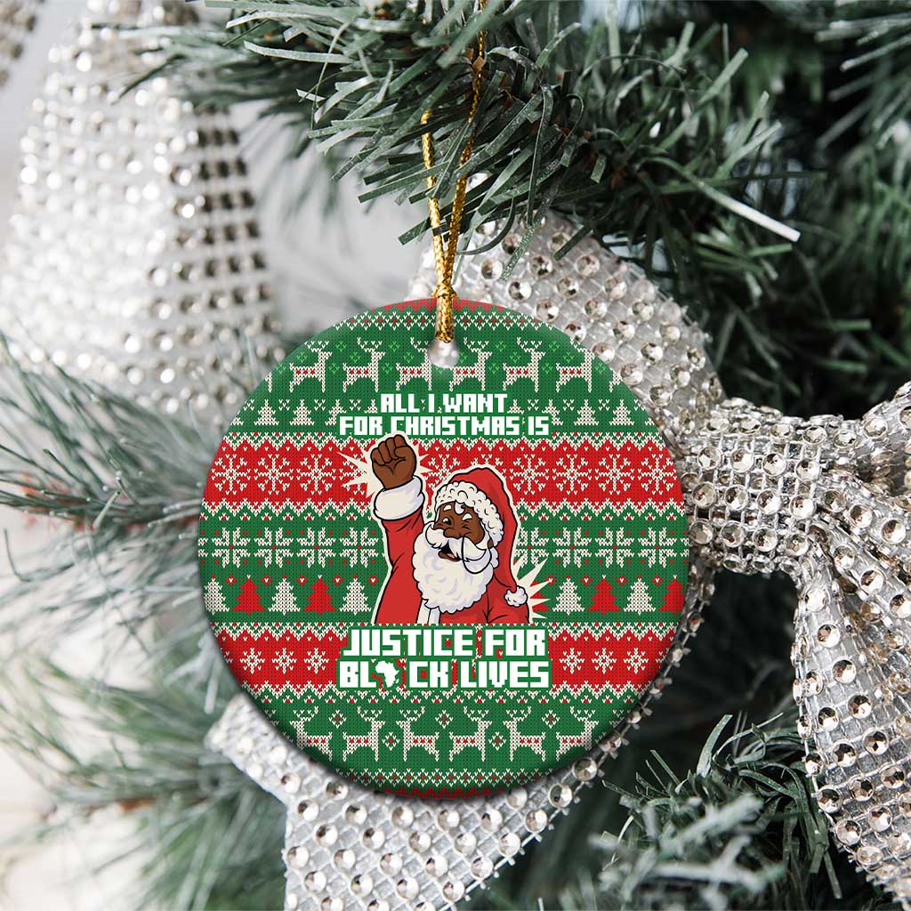 Justice For Black Lives Christmas Ceramic Ornament Funny Xmas Holiday Patterns - Wonder Print Shop