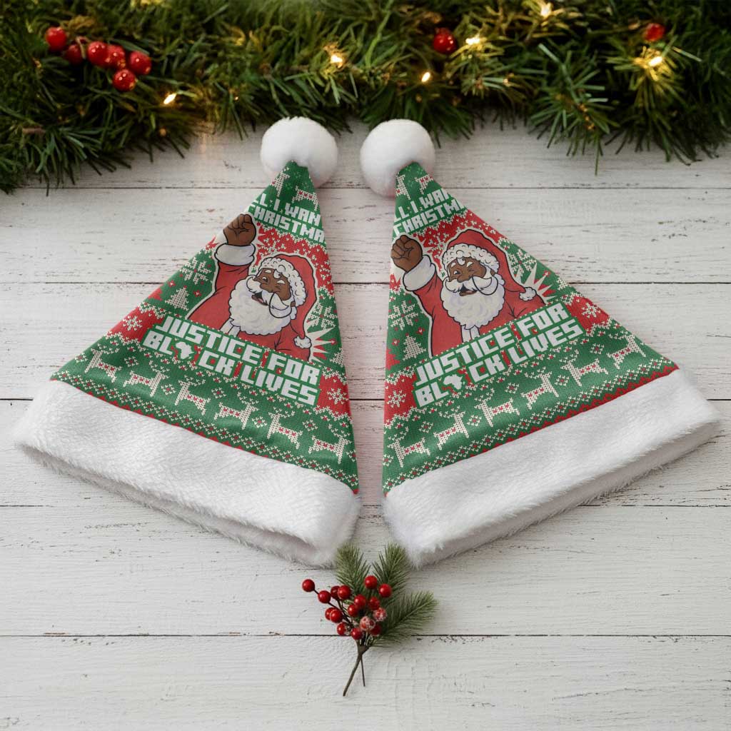 Justice For Black Lives Christmas Santa Hat Funny Xmas Holiday Patterns - Wonder Print Shop