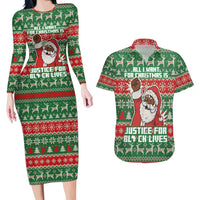Justice For Black Lives Christmas Couples Matching Long Sleeve Bodycon Dress and Hawaiian Shirt Funny Xmas Holiday Patterns - Wonder Print Shop
