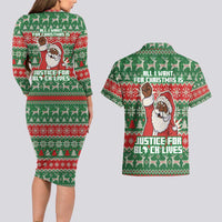 Justice For Black Lives Christmas Couples Matching Long Sleeve Bodycon Dress and Hawaiian Shirt Funny Xmas Holiday Patterns - Wonder Print Shop