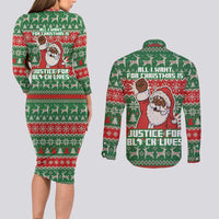 Justice For Black Lives Christmas Couples Matching Long Sleeve Bodycon Dress and Long Sleeve Button Shirt Funny Xmas Holiday Patterns - Wonder Print Shop