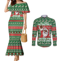 Justice For Black Lives Christmas Couples Matching Mermaid Dress and Long Sleeve Button Shirt Funny Xmas Holiday Patterns - Wonder Print Shop