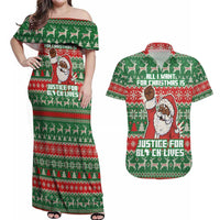 Justice For Black Lives Christmas Couples Matching Off Shoulder Maxi Dress and Hawaiian Shirt Funny Xmas Holiday Patterns - Wonder Print Shop