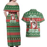 Justice For Black Lives Christmas Couples Matching Off Shoulder Maxi Dress and Hawaiian Shirt Funny Xmas Holiday Patterns - Wonder Print Shop