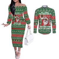 Justice For Black Lives Christmas Couples Matching Off The Shoulder Long Sleeve Dress and Long Sleeve Button Shirt Funny Xmas Holiday Patterns - Wonder Print Shop