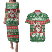 Justice For Black Lives Christmas Couples Matching Puletasi and Hawaiian Shirt Funny Xmas Holiday Patterns - Wonder Print Shop