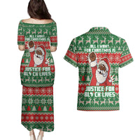 Justice For Black Lives Christmas Couples Matching Puletasi and Hawaiian Shirt Funny Xmas Holiday Patterns - Wonder Print Shop