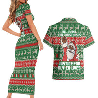 Justice For Black Lives Christmas Couples Matching Short Sleeve Bodycon Dress and Hawaiian Shirt Funny Xmas Holiday Patterns - Wonder Print Shop